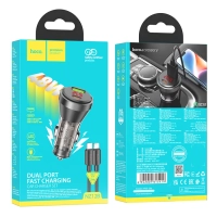 Автомобильное зарядное устройство, 1 USB QC3.0 18W, 1 PD 30W с дисплеем