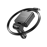 Зарядное устройство в авто с выдвижным кабелем Type-C BZ33