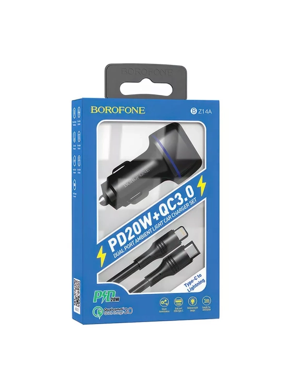 Автомобильное зарядное устройство BZ14A USB+Type-C +Кабель PD20W