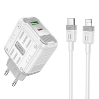 Сетевое зарядное устройство, 1 USB 3.0 QC+1 PD 45W (C136A)