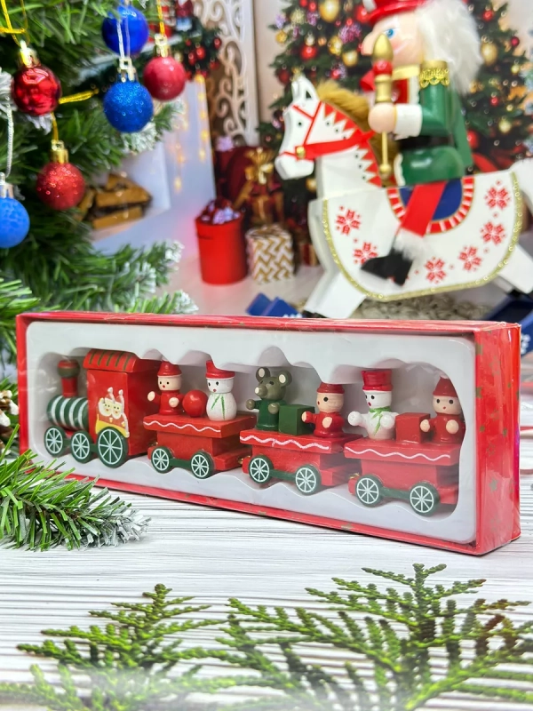 Новогодний паровозик 3 вагонч.20*5см