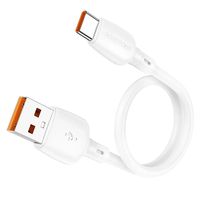 Короткий кабель USB - Type-C BOROFONE BX93 / 25см, 6A, 100W / белый