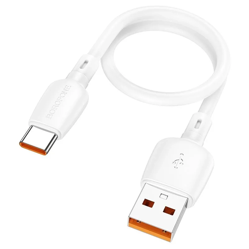 Короткий кабель USB - Type-C BOROFONE BX93 / 25см, 6A, 100W / белый
