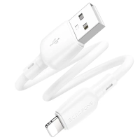 Короткий кабель USB - Lightning BOROFONE BX93 / 25см, 2.4A, 12W / белый