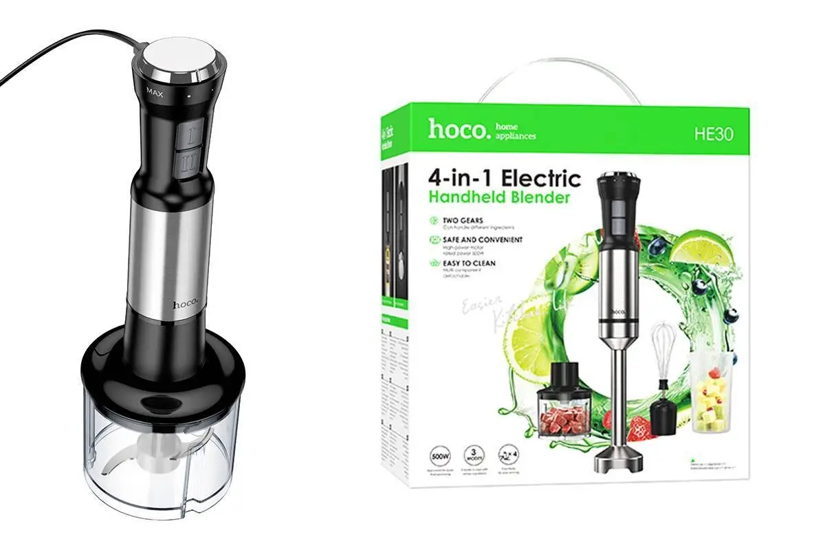 Погружной блендер Hoco HE30 500W 4 режима Silver серебристый