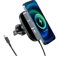 Автодержатель CA90 с беспроводной зарядкой HOCO черный