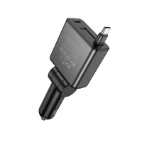 Зарядное устройство в авто с выдвижным кабелем Type-C BZ33