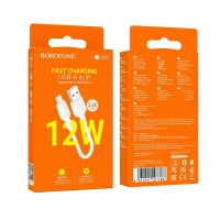 Короткий кабель USB - Lightning BOROFONE BX93 / 25см, 2.4A, 12W / белый