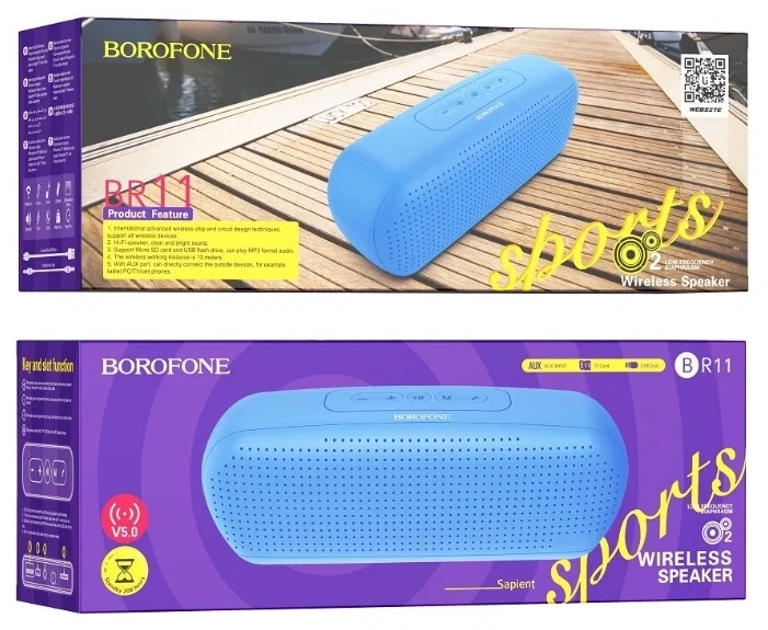 Колонка беспроводная BOROFONE BR11,(AUX/TF/USB) синий