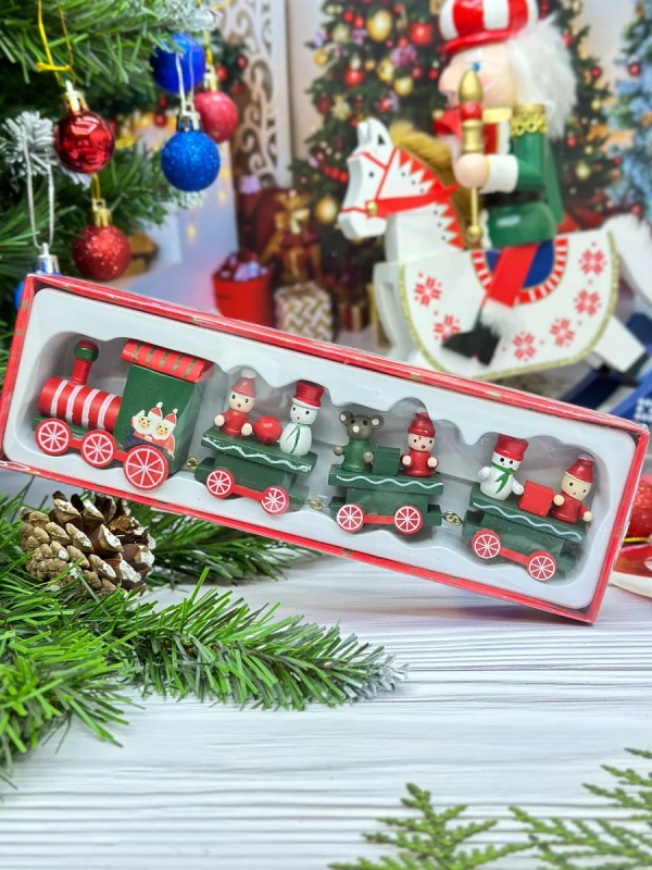 Новогодний паровозик 3 вагонч.20*5см