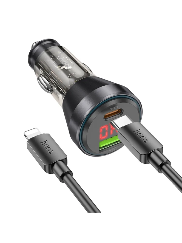 Автомобильное зарядное устройство, 1 USB QC3.0 18W, 1 PD 30W с дисплеем