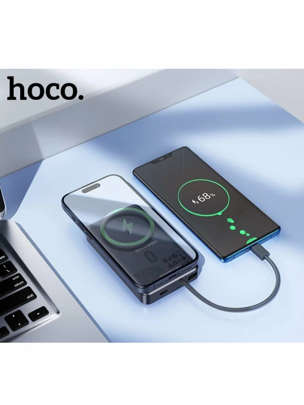 Внешний аккумулятор / повербанк Hoco Q44 10000mAh PD 20W с функцией Magsafe, встроенный кабель Type-C 20W