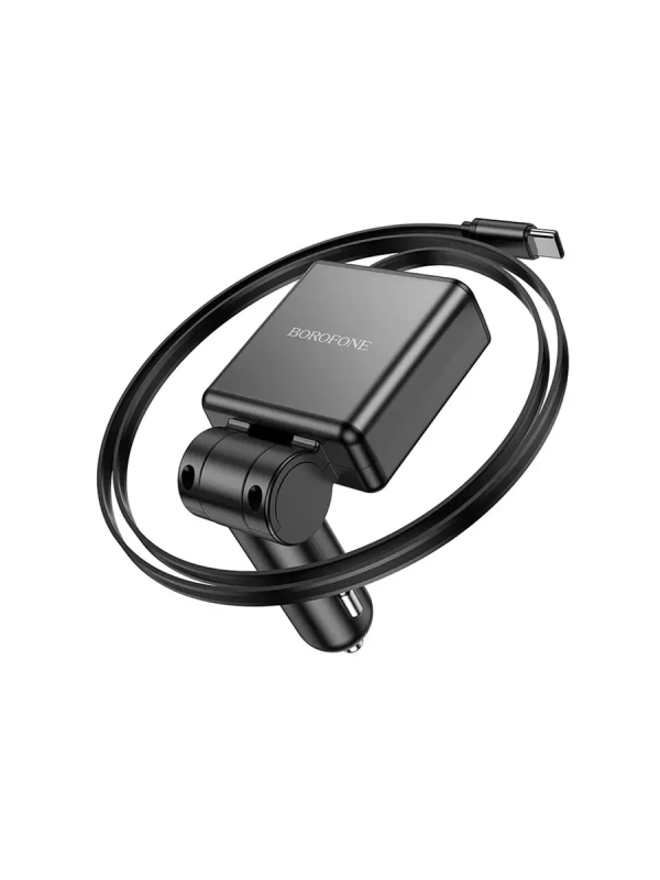 Зарядное устройство в авто с выдвижным кабелем Type-C BZ33