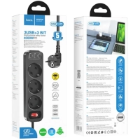 Сетевой фильтр Hoco NS2 Black 3 гнезда плюс 3USB