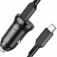 Зарядка в авто (USB+Type-C) + кабель Type-C to Type-C 1 м