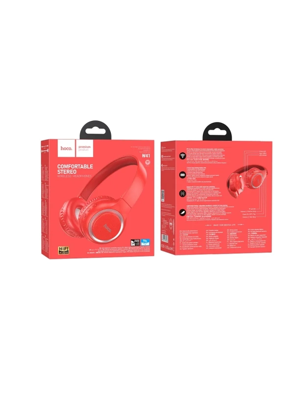 Наушники полноразмерные беспроводные W41 (Bluetooth) красный