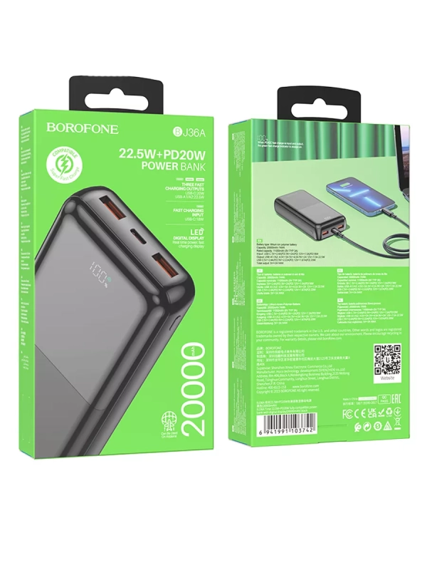 Внешний аккумулятор BJ36A 20000 mAh быстрая зарядка 22,5W