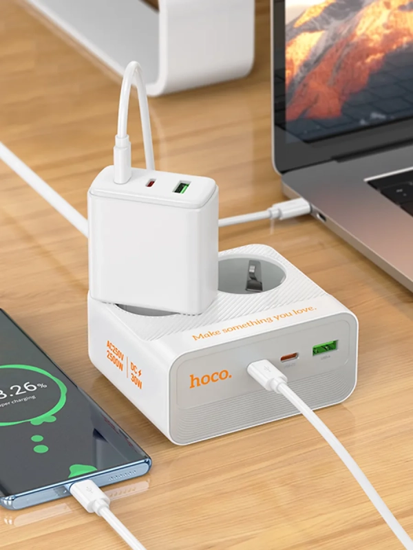 Мульти-функциональный сетевой фильтр с USB,зарядка 30W