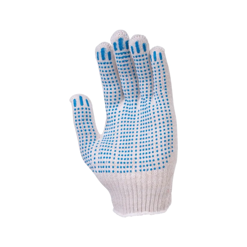 Перчатки х/б с ПВХ, 48гр, 10 класс, точка, белые