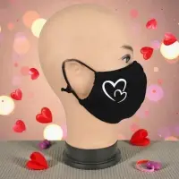 Маска многоразовая двухслойная лого сердечки (ткань,100% х/б)