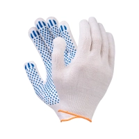 Перчатки х/б с ПВХ, 44гр, 13 класс, точка, белые