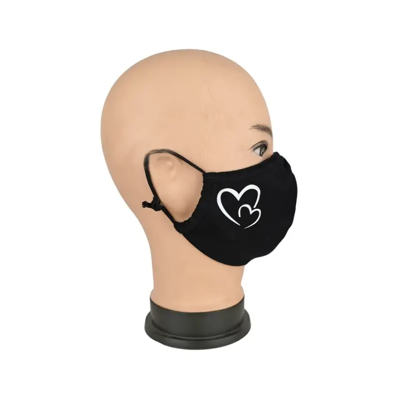 Маска многоразовая двухслойная лого сердечки (ткань,100% х/б)