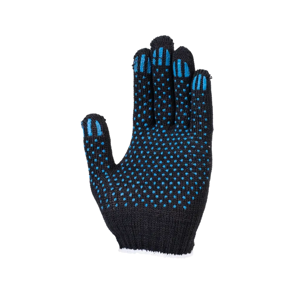 Перчатки х/б с ПВХ, 32гр, 10 класс, точка, черные