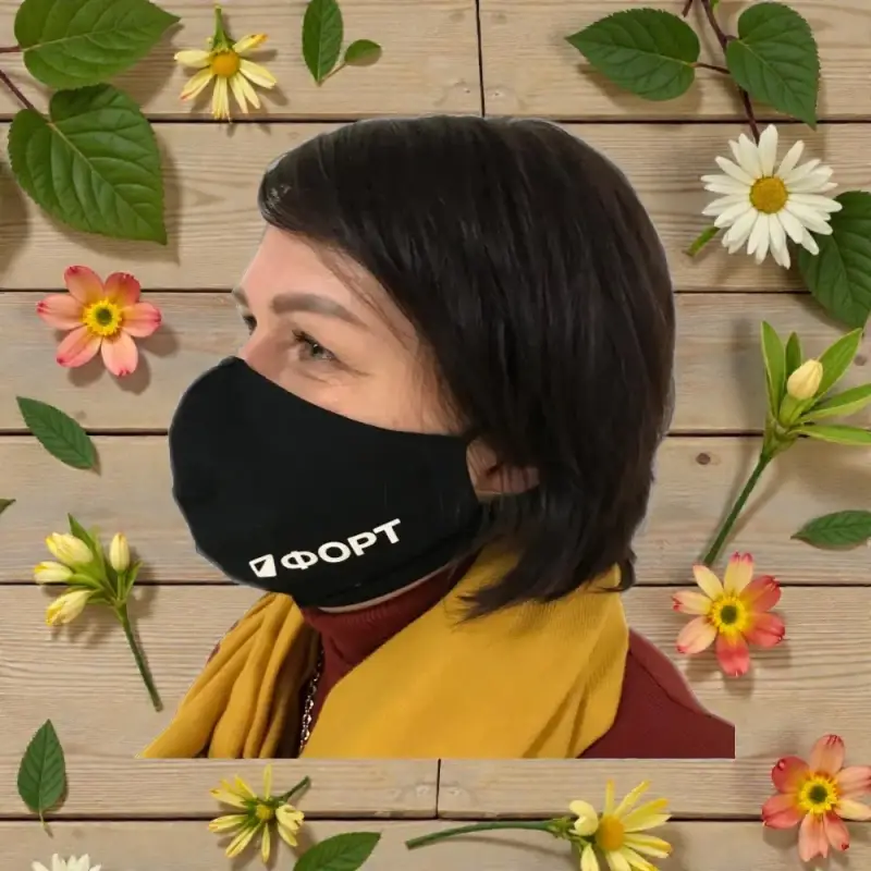 Маска многоразовая двухслойная (ткань,100% х/б)