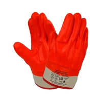 Перчатки ПВХ утеплённые бензомаслостойкие Пламя, манжет - крага