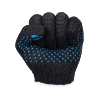 Перчатки х/б с ПВХ, 32гр, 10 класс, точка, черные