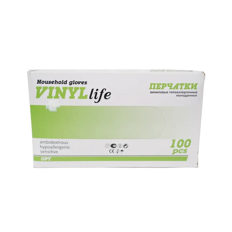 Перчатки виниловые неопудренные 50 пар/уп р.7