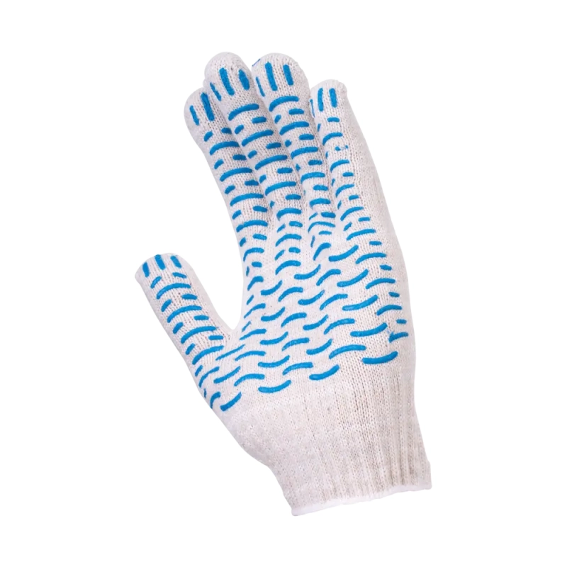 Перчатки х/б с ПВХ, 55гр, 10 класс, волна, белые