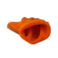 Перчатки трикотажные с  рифлёным латексным покрытием утеплённые ICE оранжевые