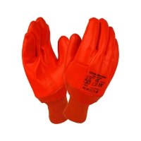 Перчатки ПВХ утеплённые бензомаслостойкие  Пламя, манжет резинка