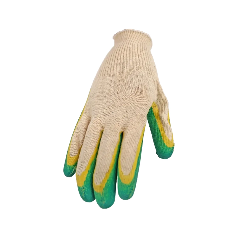 Перчатки х/б с латексным покрытием, двойной облив, зеленые