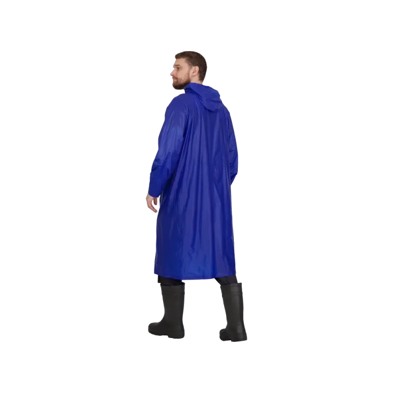 Плащ-дождевик №4 влагозащитный из ПВХ синий, с капюшоном, для мужчин и женщин (XL)