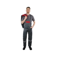 Костюм рабочий Нова, куртка+полукомбинезон, сер+красн 68-70/194-200