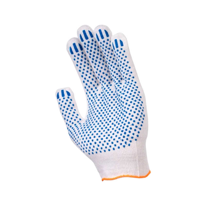 Перчатки х/б с ПВХ, 44гр, 13 класс, точка, белые