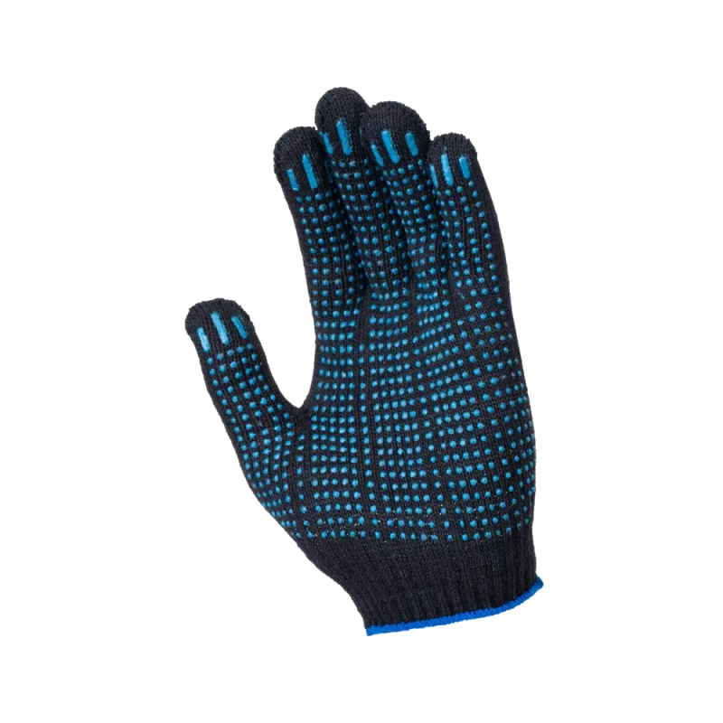 Перчатки х/б с ПВХ, 40гр, 10 класс, точка, черные