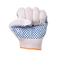 Перчатки х/б с ПВХ, 44гр, 13 класс, точка, белые