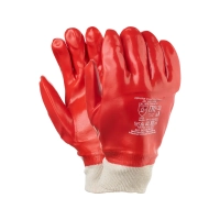 Перчатки облитые ПВХ, Гранат (красные МБС, подкладка Интерлок)