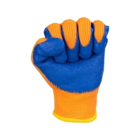 Перчатки трикотажные с  рифлёным латексным покрытием утеплённые ICE оранжевые