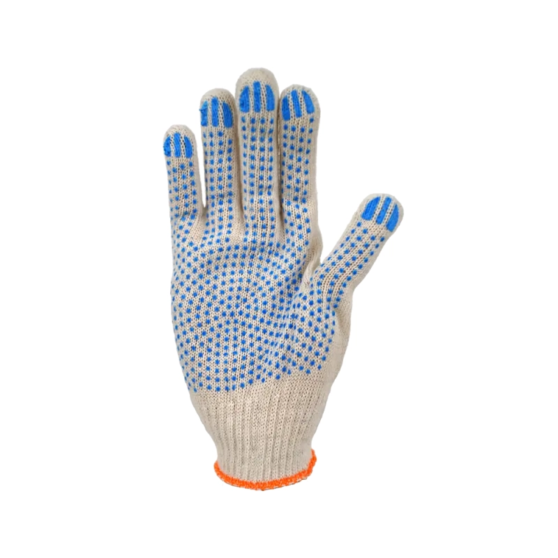 Перчатки х/б с ПВХ, 32гр, 10 класс, точка белые