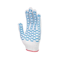 Перчатки х/б с ПВХ, 44гр, 10 класс, волна, белые