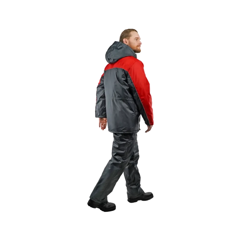 Костюм рабочий утепленный, куртка+полукомбинезон, темно-сер+красн 56-58/170-176