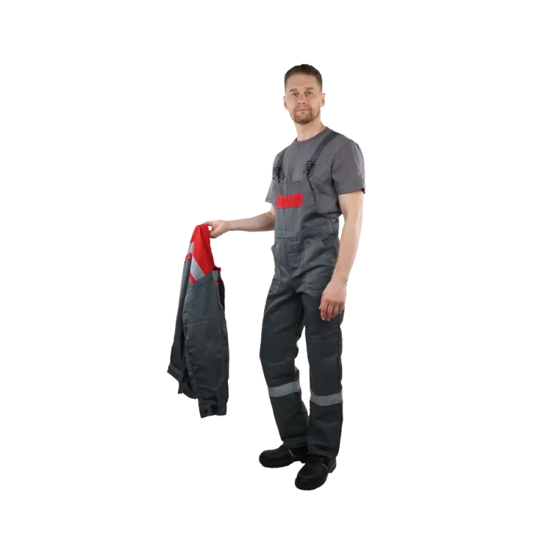 Костюм рабочий Нова, куртка+полукомбинезон, сер+красн 60-62/170-176