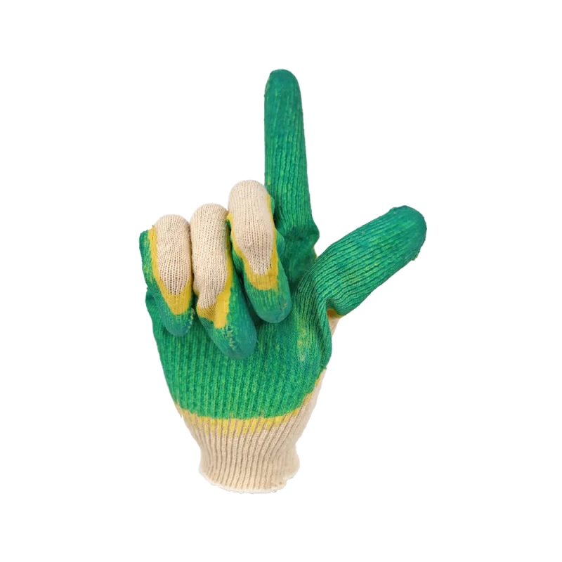 Перчатки х/б с латексным покрытием, двойной облив, зеленые