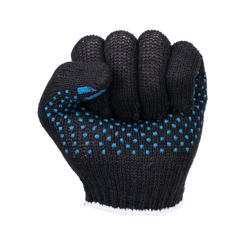 Перчатки х/б с ПВХ, 32гр, 10 класс, точка, черные