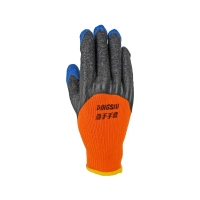 Перчатки трикотажные с  рифлёным латексным покрытием утеплённые ICE оранжевые
