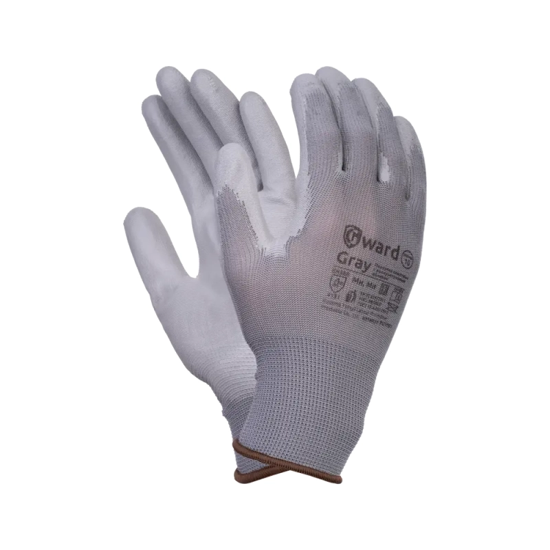 Перчатки нейлоновые с полиуретаном арт. 2101 (р.8 M) серый